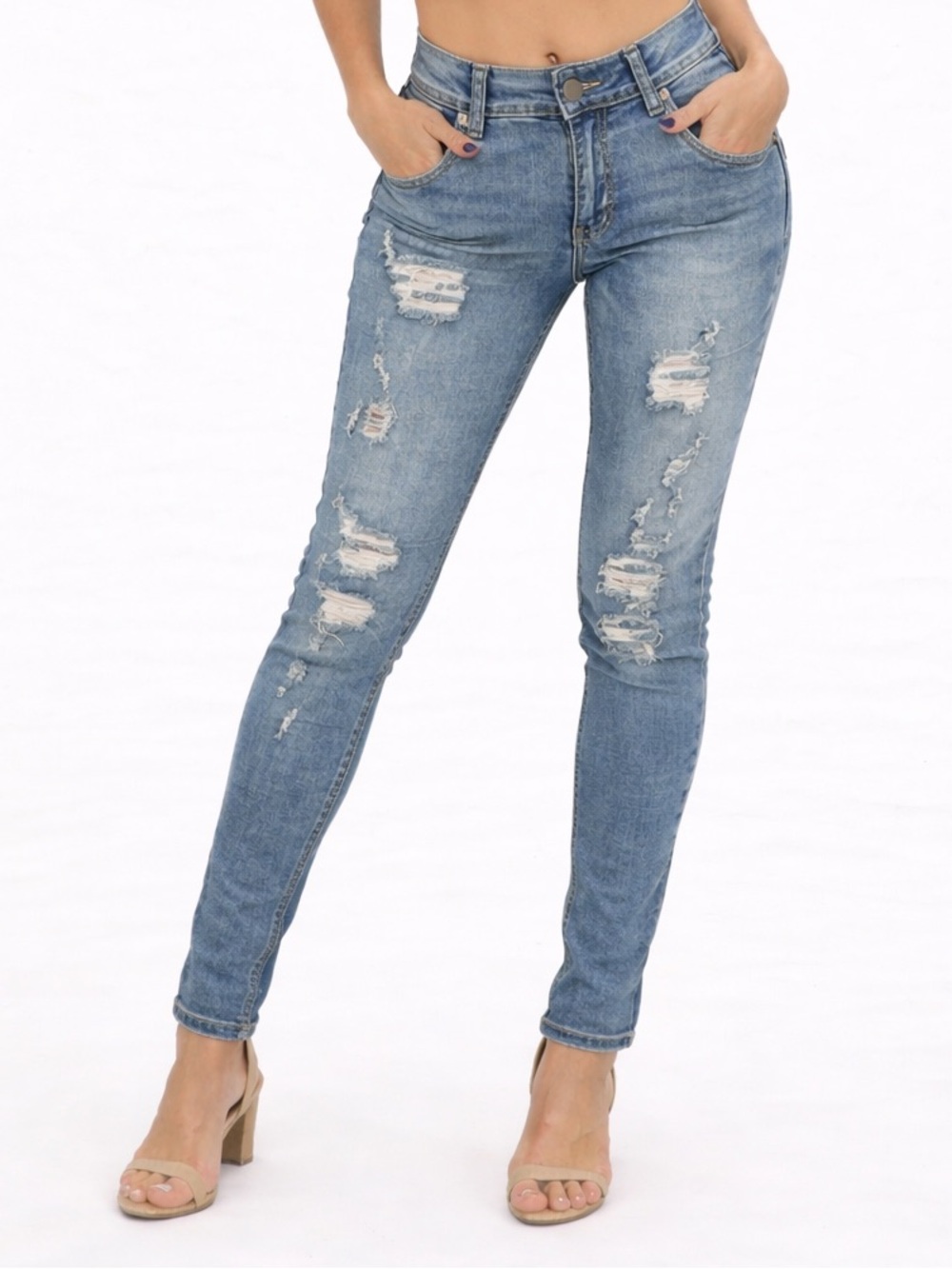 TWENTYONE BLACK Distressed Skinny Jeans 💙 SIZE 3/4